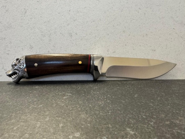 1346916-5 1 pc Hunting & outdoor knife - Strike detailed handle in Black Pakka wood and steel - Free shipping