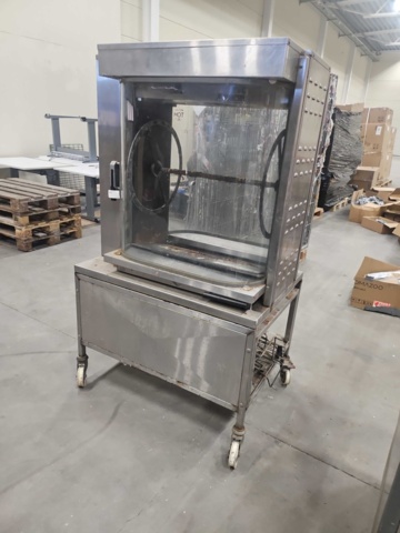1347577-1 Rotisserie oven - 100x72x167 cm, stainless steel, glass doors, wheels, electrical connection