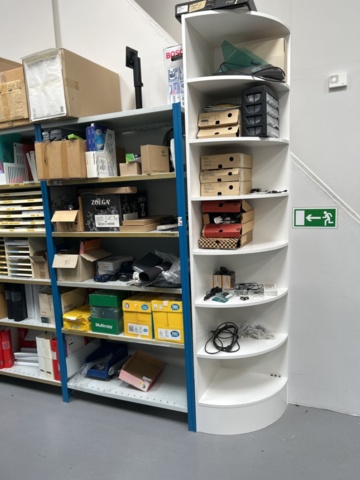 1290102-2 Warehouse shelves 3 sections with corner shelf