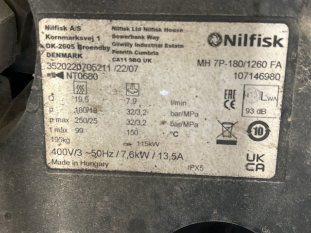 1350367-8 Hot water cleaner, Nilfisk MH7-P180/1260