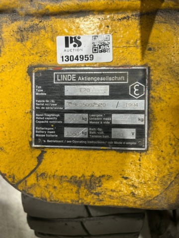 1304559-13 Counterbalance forklift, Linde E20, 1994