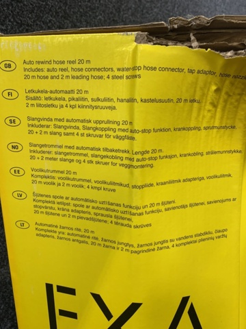1352549-6 Slangvinda FXA 20m Med Väggfäste Automatisk Upprullning