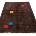 1355538-1 Hand-knotted Oriental rug Gabbeh Shiraz Wool Dark Brown 115x185cm (751087)