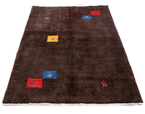 1355538-1 Hand-knotted Oriental rug Gabbeh Shiraz Wool Dark Brown 115x185cm (751087)