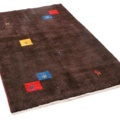 1355538-3 Hand-knotted Oriental rug Gabbeh Shiraz Wool Dark Brown 115x185cm (751087)