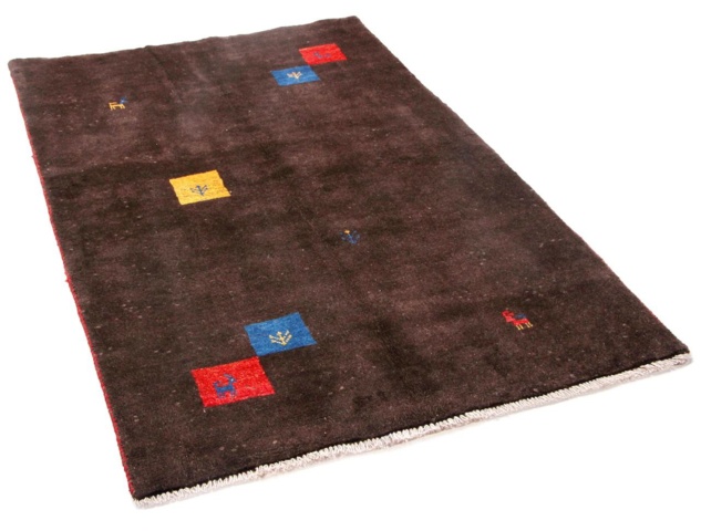 1355538-3 Hand-knotted Oriental rug Gabbeh Shiraz Wool Dark Brown 115x185cm (751087)