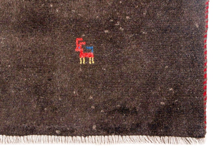 1355538-5 Hand-knotted Oriental rug Gabbeh Shiraz Wool Dark Brown 115x185cm (751087)