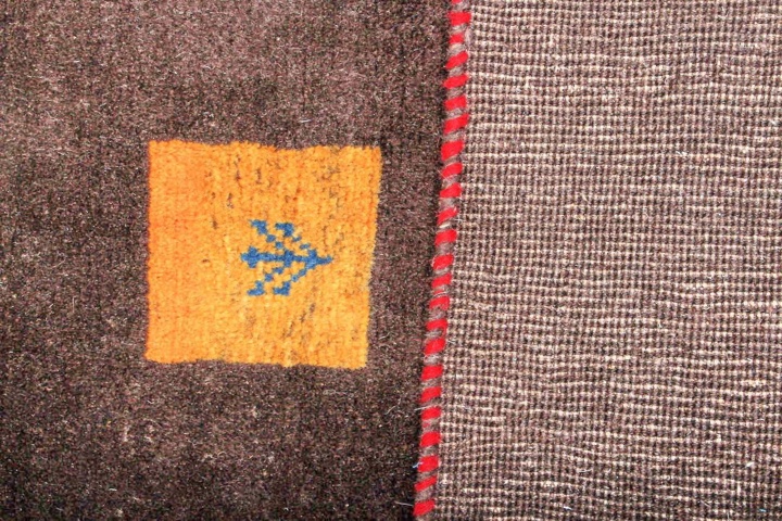 1355538-6 Hand-knotted Oriental rug Gabbeh Shiraz Wool Dark Brown 115x185cm (751087)