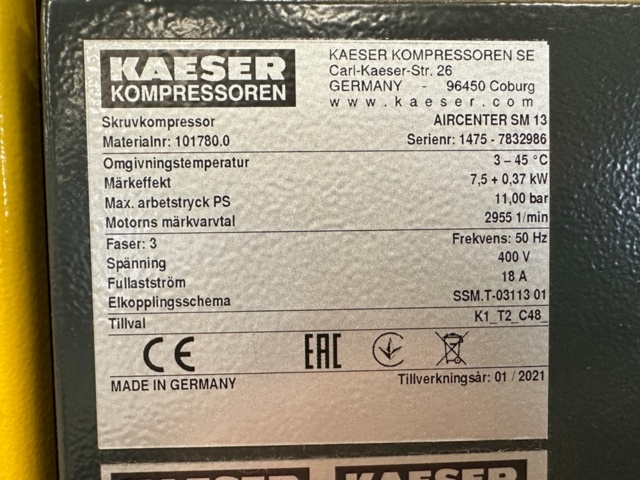 1324869-5 Skruvkompressor Kaeser Aircenter SM13 -2021