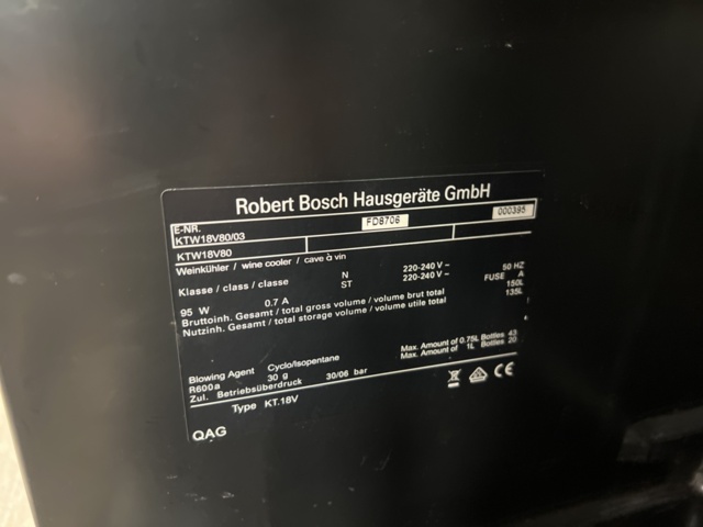 1357821-7 Wine cooler Bosch KTW18V80