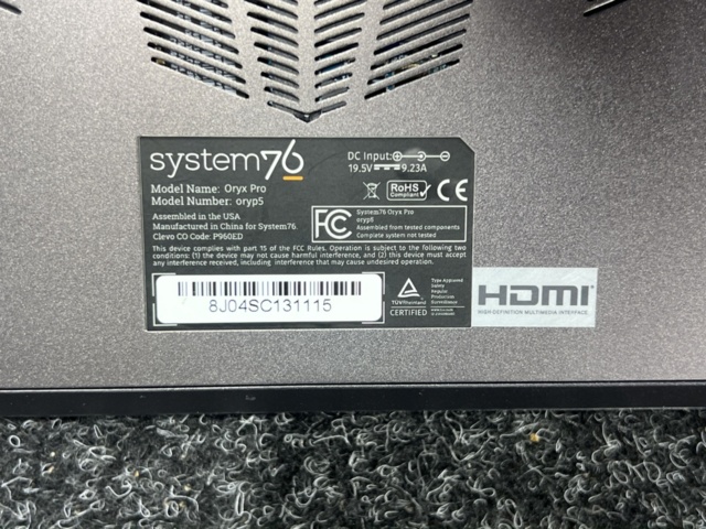 1358224-13 Laptop - System76 Oryx Pro