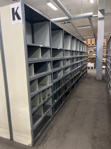 Storage rack/Sorting rack with sheet metal shelves K - 9 meters - PS ...