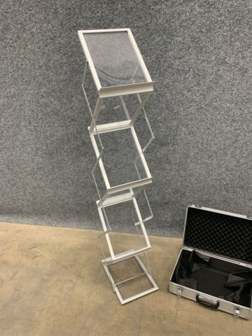 1360807-4 Brochure stand INTRO 6 compartments, portable, chrome