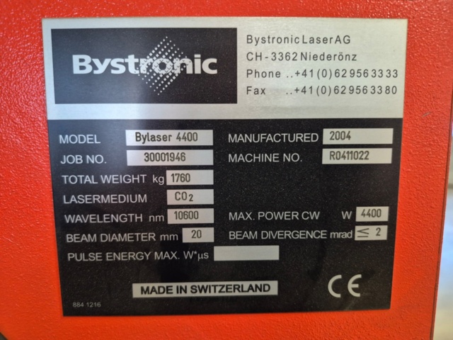 1296571-3 Laser source/resonator – Bystronic Bylaser 4400 (CO₂)