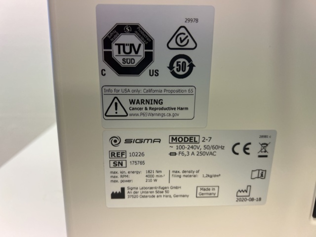 1358248-6 Laboratory centrifuge - Sigma 2-7