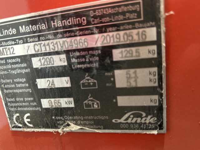 1286497-17 Elektrisk låglyftare - Linde MT12 -19