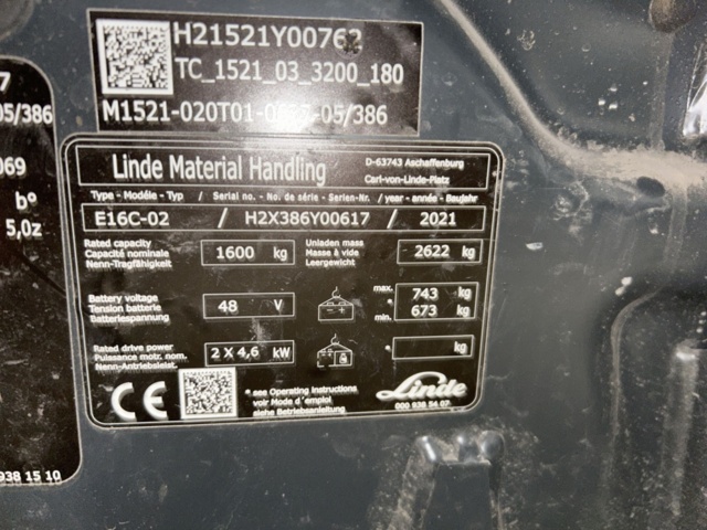 1286498-43 Motviktstruck - Linde E16-02 EVO -2021