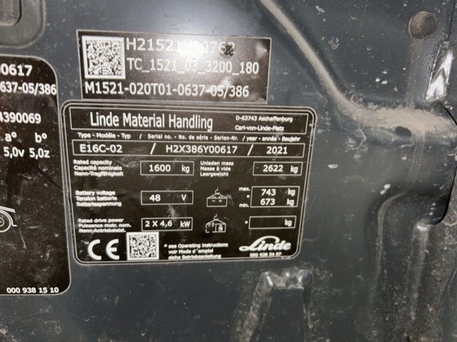 1286498-44 Motviktstruck - Linde E16-02 EVO -2021