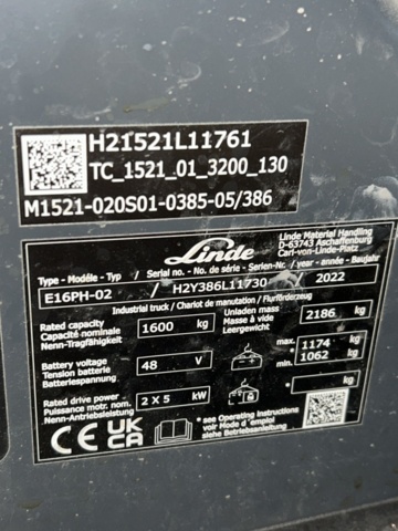 1286502-40 Motviktstruck - Linde E16PH-02 EVO -2022