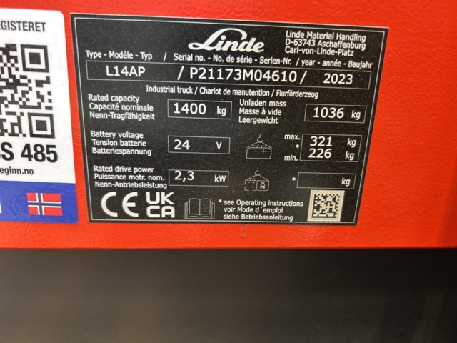 1332735-26 Ledstaplare - Linde L14AP -2023