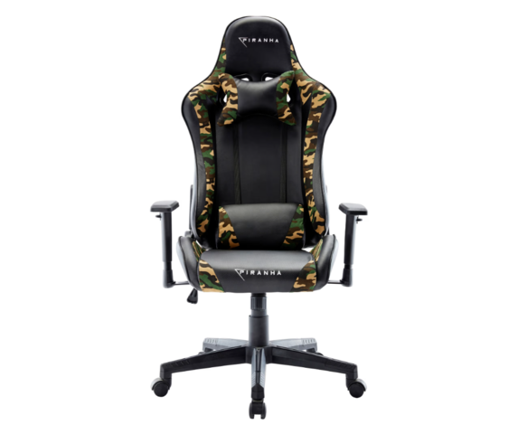 1364315-1 Gaming chair – Piranha Bite, black/green camo, adjustable armrests and tilt mechanism