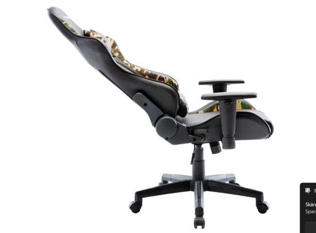 1364315-6 Gaming chair – Piranha Bite, black/green camo, adjustable armrests and tilt mechanism