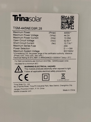 1356277-2 Solar panels 8 pcs 445W - Trina Solar TSM-445NEG9R.28