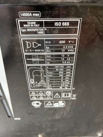 1329942-16 Spot welder Telwin Inverspotter 14000