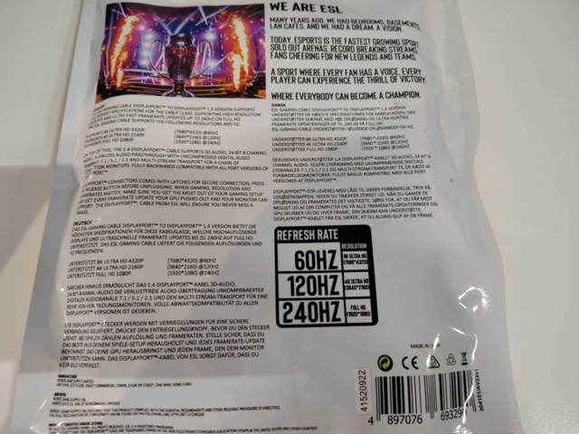 1367280-3 Kabel displayport, 10 st - ESL Gaming, 1 meter