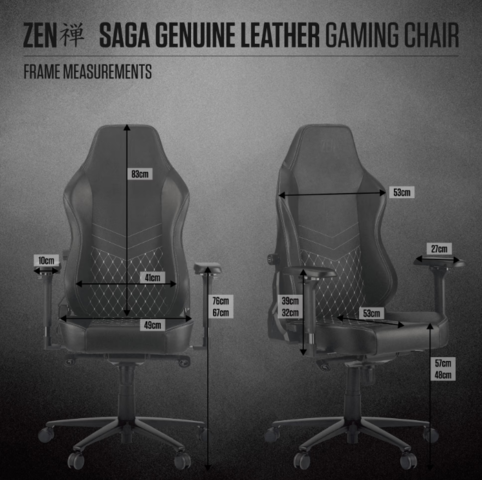1369001-6 Gaming chair - Zen Saga, leather, adjustable lumbar support and 4D armrests