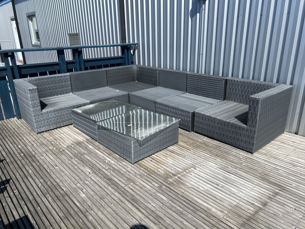 1284914-1 Lounge group - Corner sofa with glass table in artificial rattan