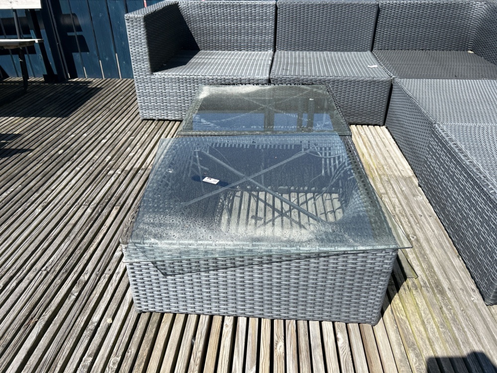 1284914-2 Lounge group - Corner sofa with glass table in artificial rattan