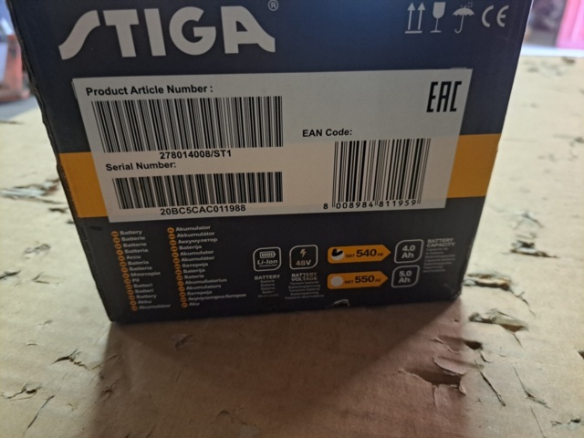 1360525-10 Battery STIGA SBT 540 AE