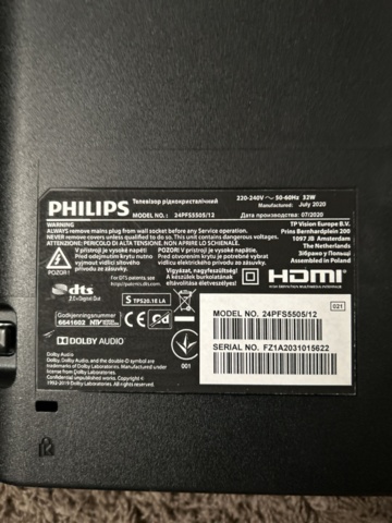 1297327-6 Philips LED TV, model 24PFS5505/12