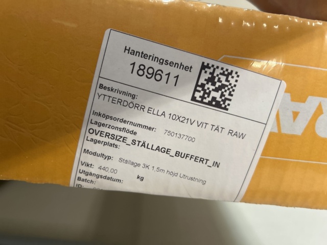 1337486-6 Ytterdörr med karm - RAW Ella 10x21V Vit (Vänsterhängd)