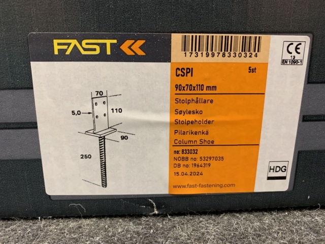 1370661-2 5 post holders 90x70x110mm, FIXED