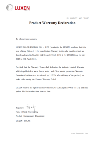 1369313-5 Solcellspanel Luxen 410W - Full black 158 st