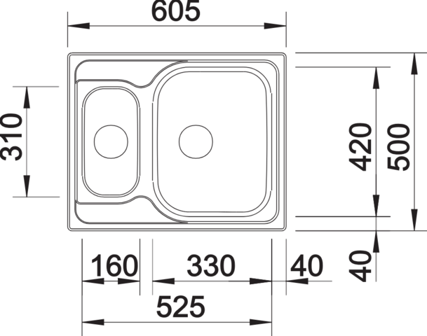 1369407-3 Sink - Blanco Tipo 6, stainless steel