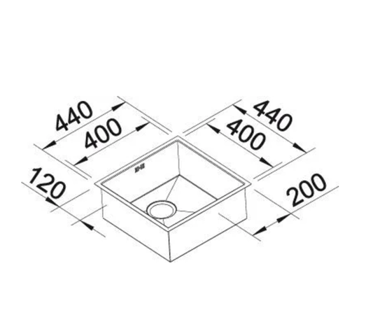 1374357-3 Blanco Z-style 400-U sink, stainless steel - shipping included