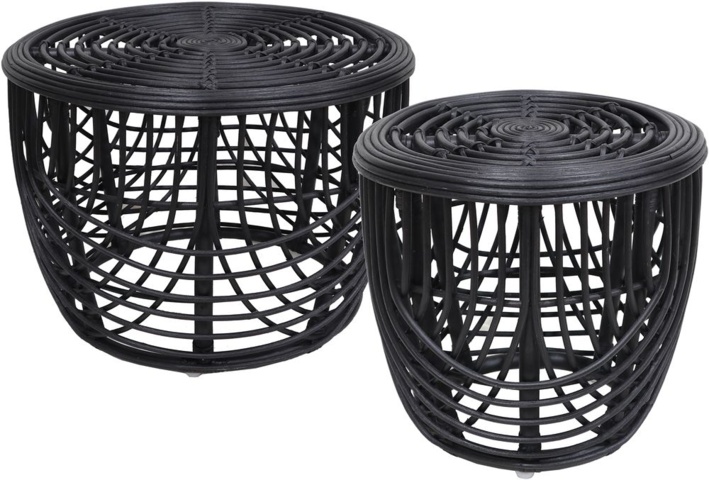 1374668-1 Heden coffee table set Ø60/40 cm - Rattan/black