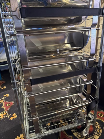 1355062-4 Stainless steel buffet containers, approx. 10 pieces including trolley