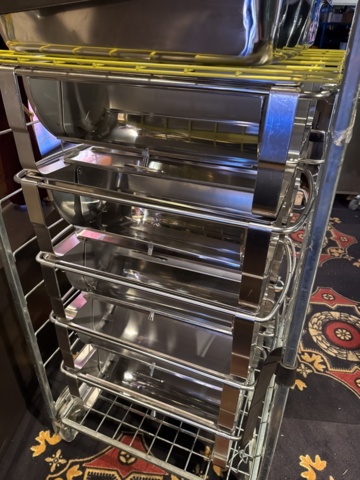 1355062-5 Stainless steel buffet containers, approx. 10 pieces including trolley
