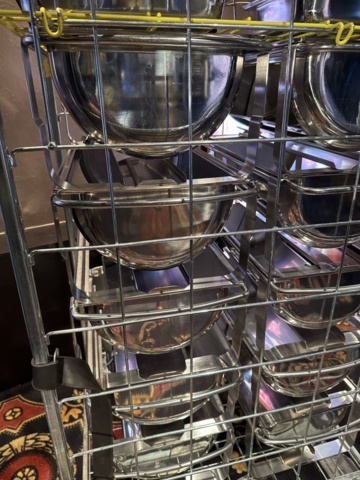 1355062-7 Stainless steel buffet containers, approx. 10 pieces including trolley