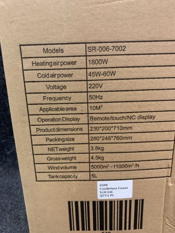 1375340-3 Air conditioning 3-in-1 portable - cooling & heating