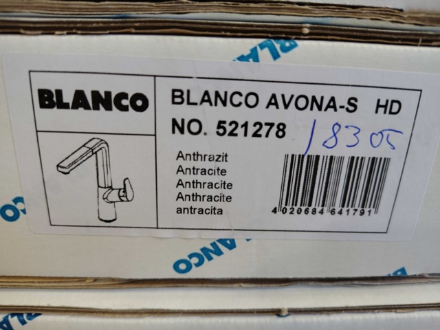 1375523-2 Köksblandare - Blanco Avona-S, silgranit antracit, Engreppsblandare med handdusch
