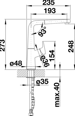 1375523-3 Köksblandare - Blanco Avona-S, silgranit antracit, Engreppsblandare med handdusch