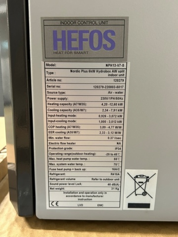 1376284-5 Luft-vattenvärmepump HEFOS V7 13kW