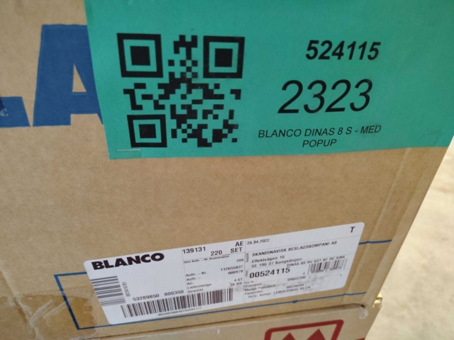 1369518-2 Sink - Blanco Dinas 8 S, stainless steel