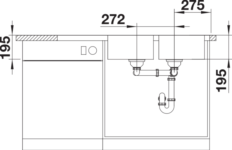 1369518-4 Sink - Blanco Dinas 8 S, stainless steel