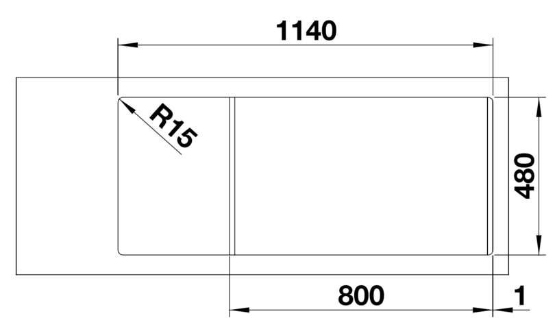 1369518-5 Sink - Blanco Dinas 8 S, stainless steel